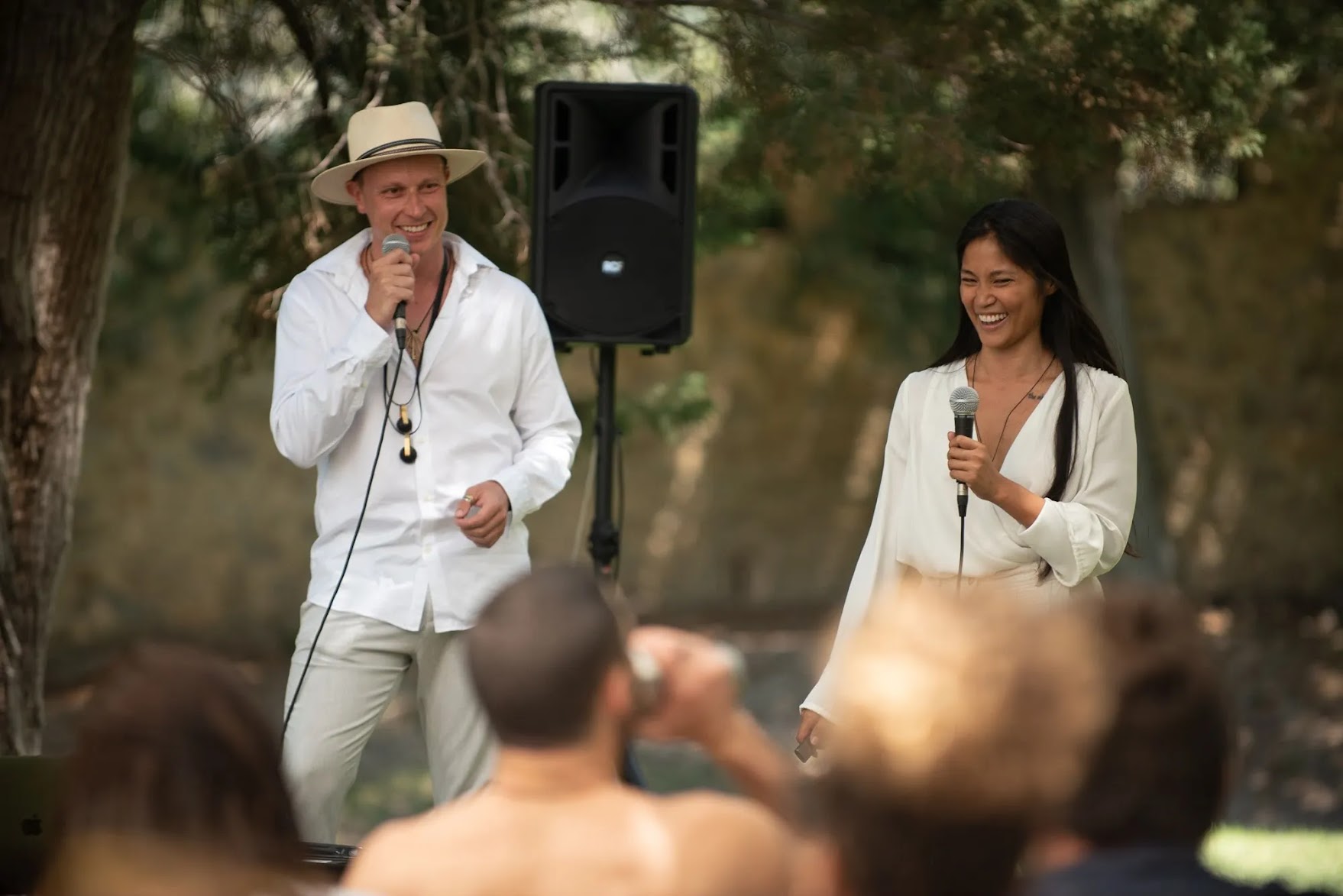 Matt Leta speaking outdoors at Future Horizon event